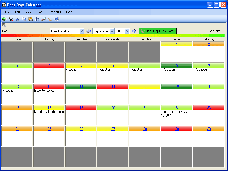DeerDays Hunting Software Screenshot